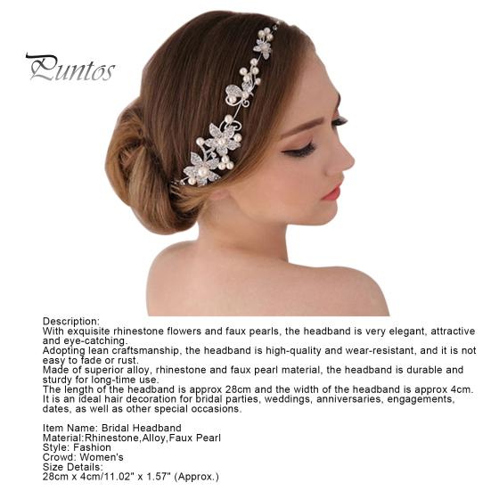 Bridal Accessories Fashion Women Rhinestone Flower Wedding Hair Decorations Party Headband Headdress Jewelry