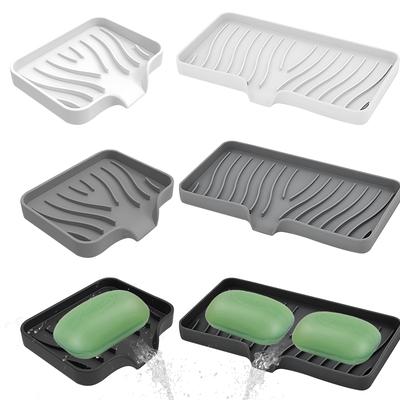 Silikon Ablage Seifenbox Küche Badezimmer Rutschfest Spülbeckenablage Selbstentwässernd Seifenhalter Spülbecken Seifenschale Schwamm Abtropfmatte