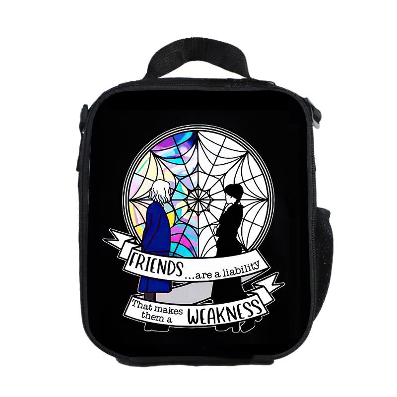 Bolsa de almuerzo aislada del miércoles La Familia Addams Para Niños Estudiantes