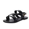 Flat-soled Sandals Women's Summer Round Head Open-toe One-word Buckle Fashion Large-size Women's Shoes