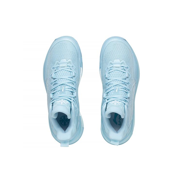 New LiNing Liren 3 Lakes Cushioning Anti Slip And Wear Resistant Mid Top Basketball Shoes Light Blue ABAS089-4