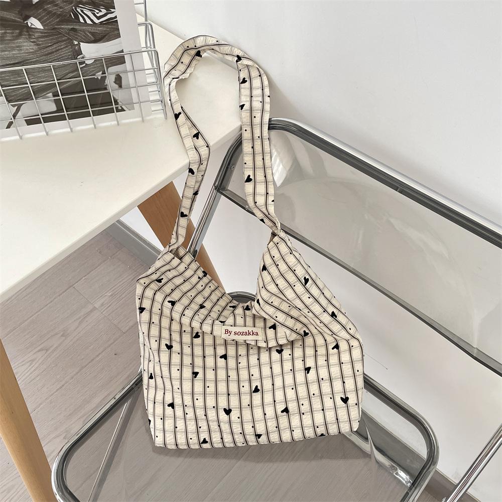 Simple and Lightweight Plaid Messenger Tote Bag New Versatile Shoulder Bag Summer Canvas Bag