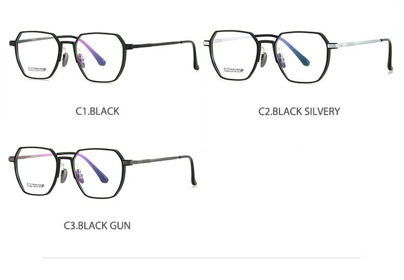 Titanium Anti-Blue Light Glasses, Fashionable Academic Style, Metal Frames, Flat Lenses, Myopia Compatible - Model 2402.