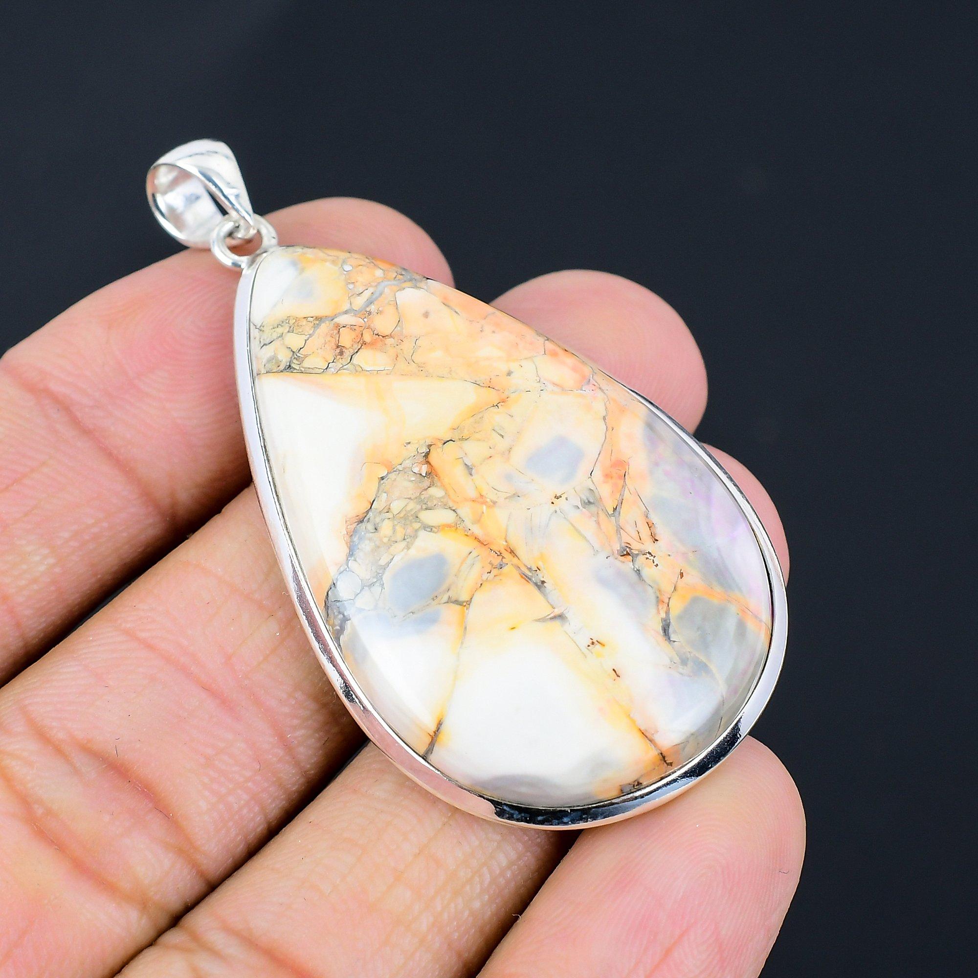 

Ювелирный кулон ручной работы из стерлингового серебра 925 пробы с драгоценным камнем Malinga Jasper 1,73 дюйма