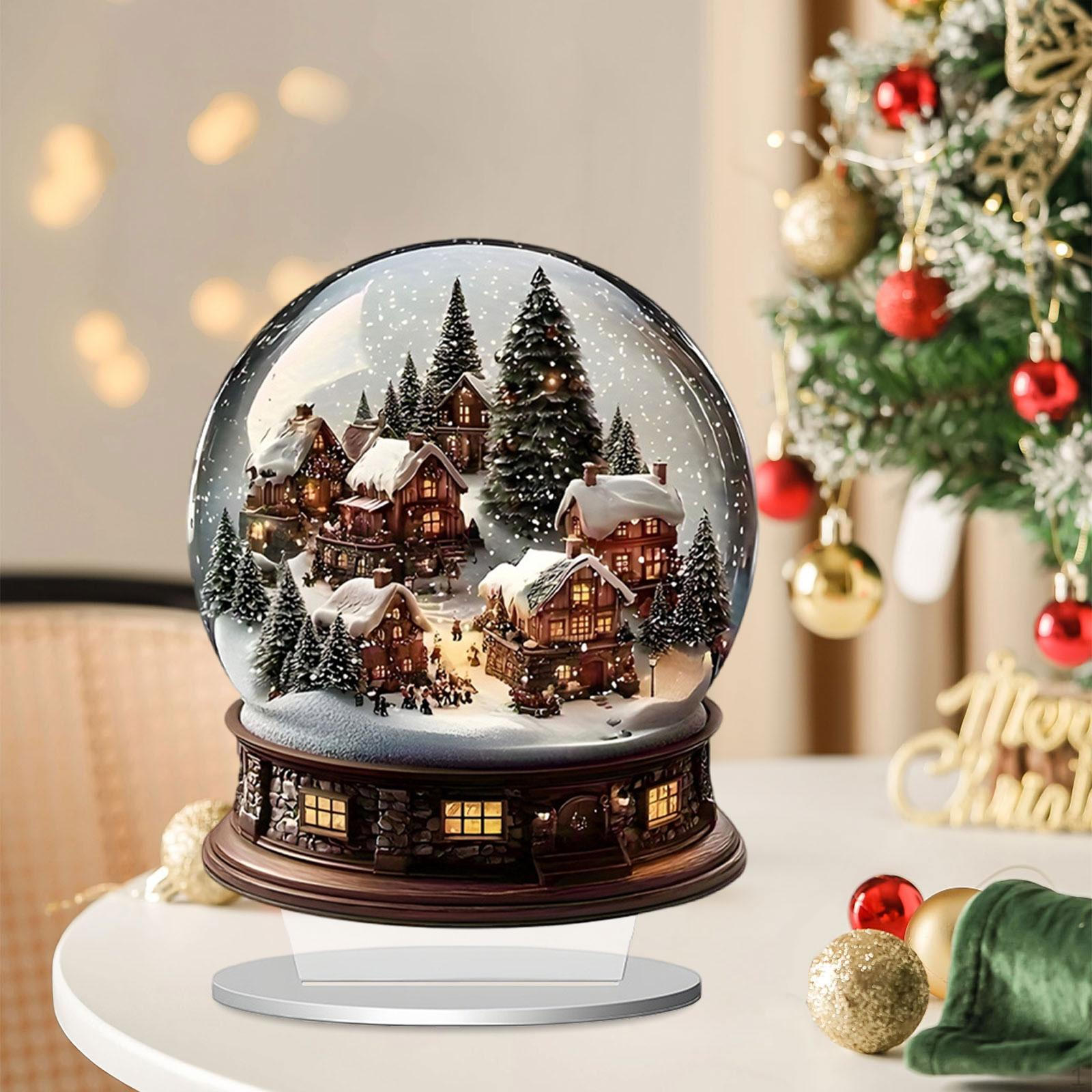 

2D Acrylic with Stand, Desktop Display, Freestanding Table Decoration for Bookshelf Or Furniture. Snow Globe Village