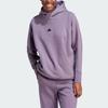 Adidas SS24 True Healing Series Z.N.E. Overhead Hoodie Solid Color Logo Sports Casual Hoodie Women Hoodies Dark-Gray Purple IN5123