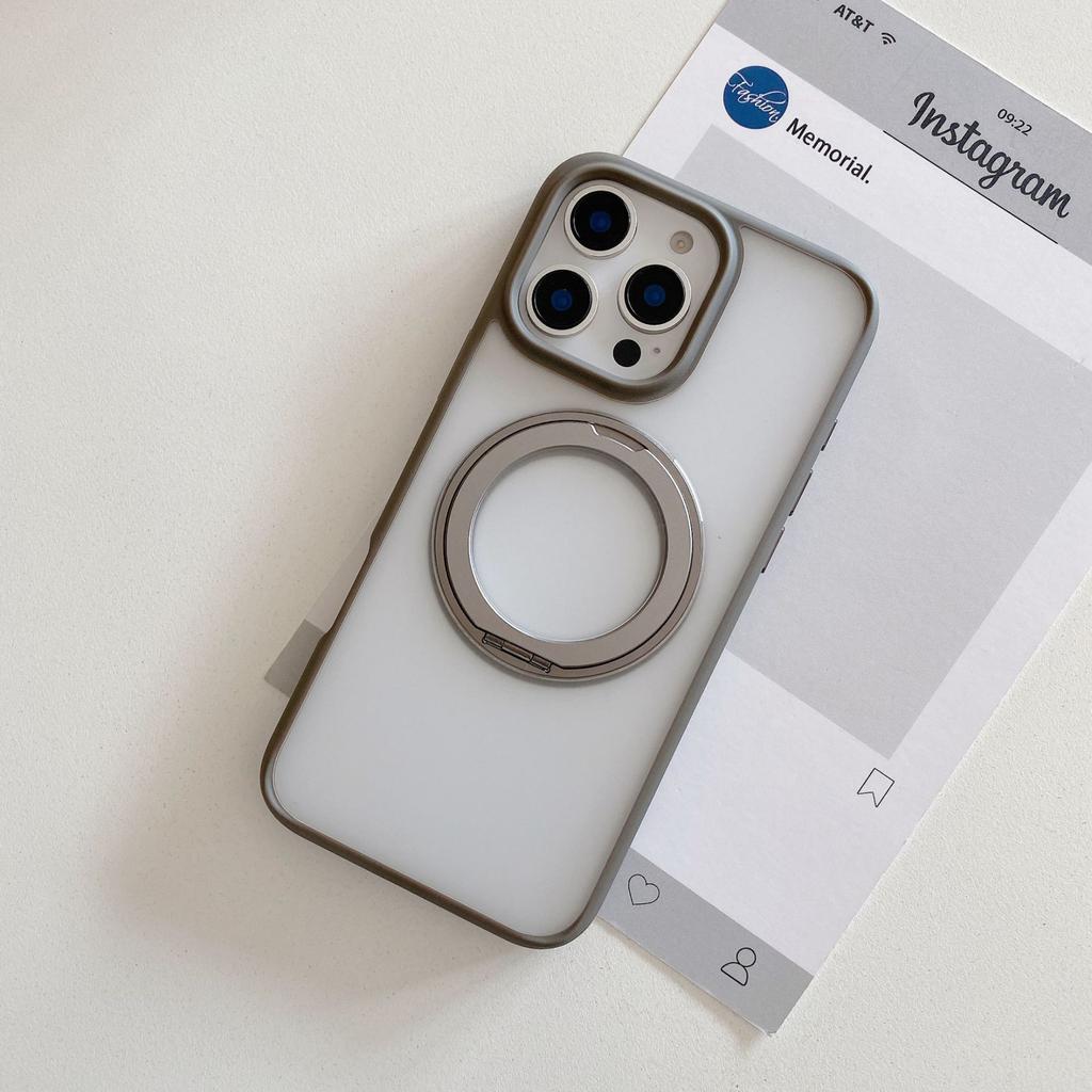 Suitable for Apple 16 Rotating Stand Phone Case, Magnetic Attraction IPhone15ProMax Matte Skin Feel Anti-drop Protective Case