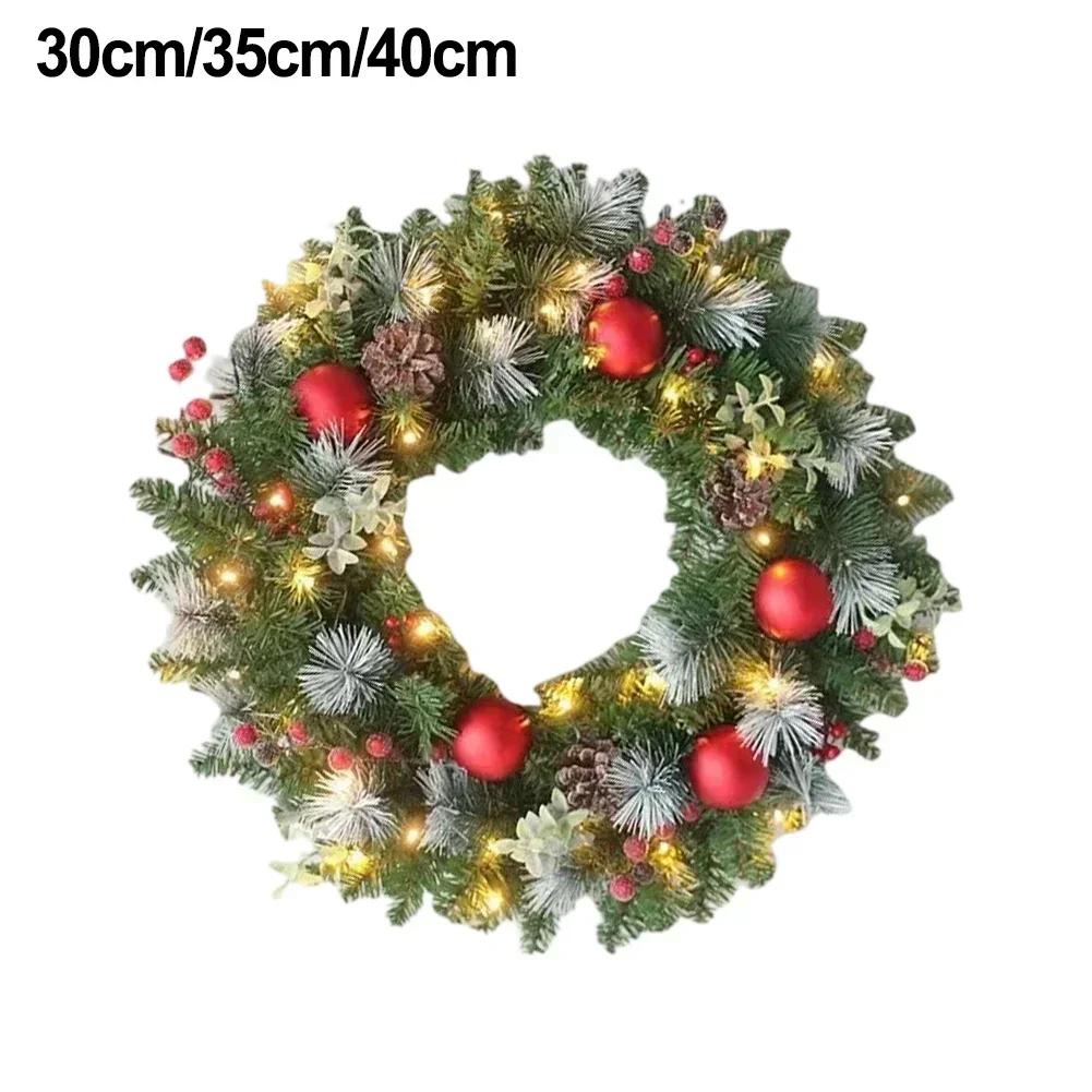 Red Green Christmas Wreath for Holiday Home Decoration For Front Door and Party Use Made from Plastic Material