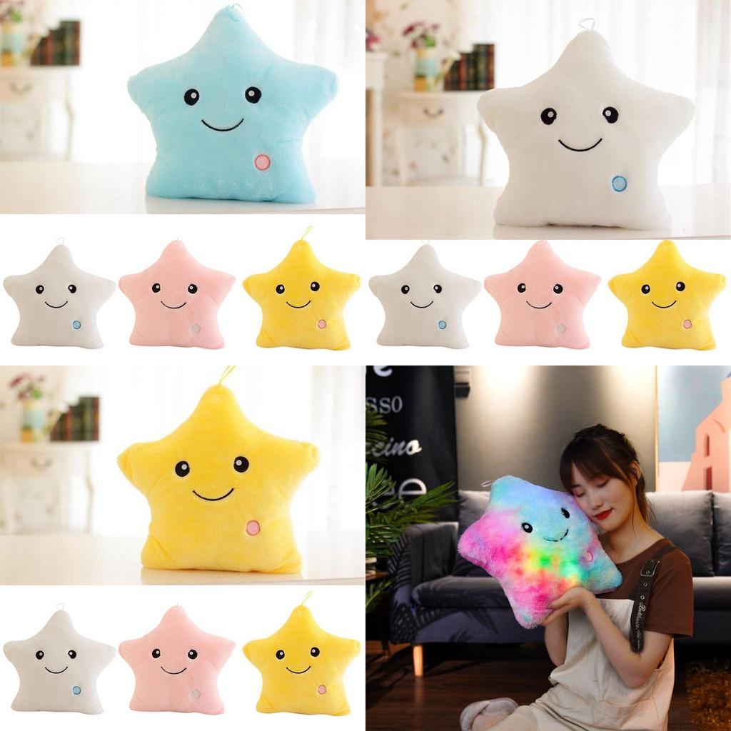Luminous Glowing Led Colorful Stars Cushion Plush Toy Pillow For Kids' Rooms