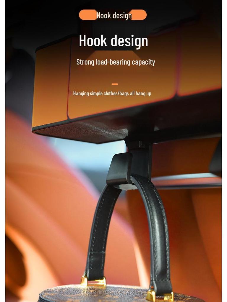 **Multifunctional Car Seat Back Organizer with Tissue Box and Cup Holder Hooks**