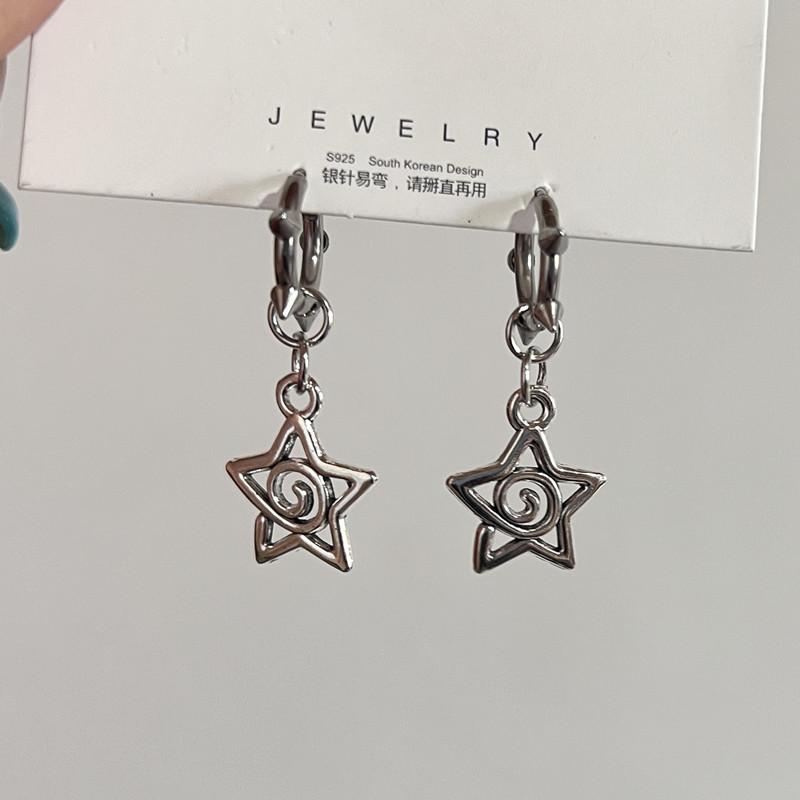 Orecchini a spirale a forma di stella, stile coreano, con ciondoli gotici, con rivetti, per donne, gioielli punk grunge, accessori vintage, fantastici.