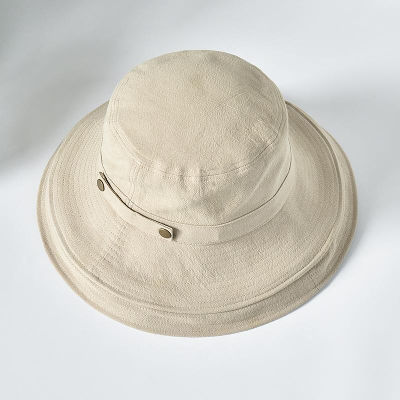 Damen Sommer-Sonnenhut 100% Baumwolle Atmungsaktiv Breiter Rand Fischerhut Outdoor UV-Schutz Kappe