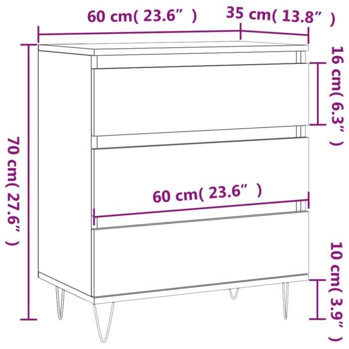 VidaXL Buffet Noir 60x35x70 cm Bois d'ingénierie 827181