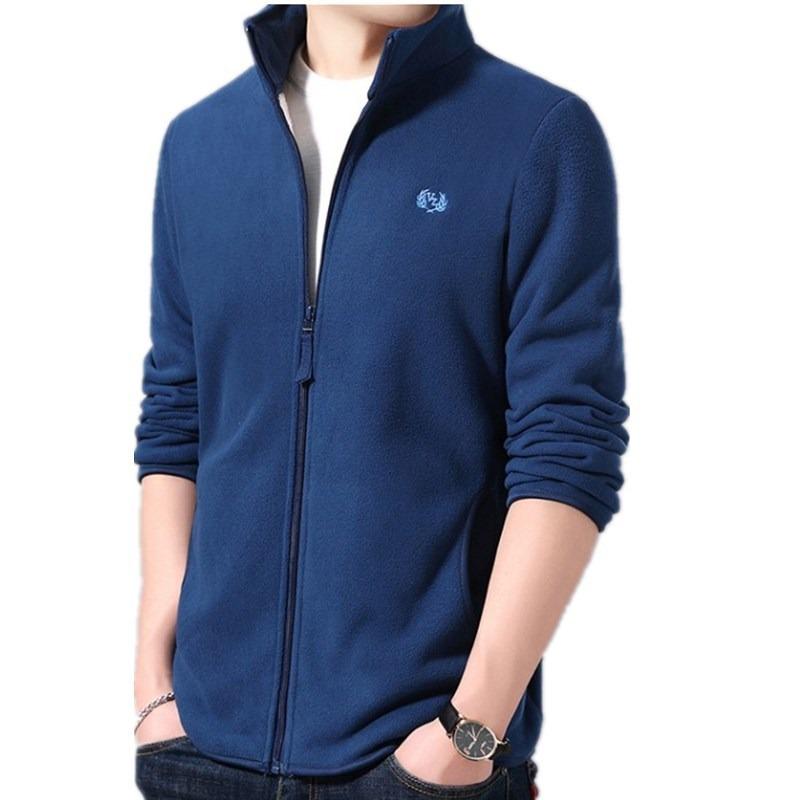 Polar Fleece Jacket Men's Autumn and Winter Stand-up Collar Thickened Casual Solid Color Warm Jacket Jacket Men