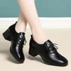 4.5cm New Soft Leather Shoes with Soft Soles Middle-aged Women's Shoes with British Style Deep Mouth and Square Head