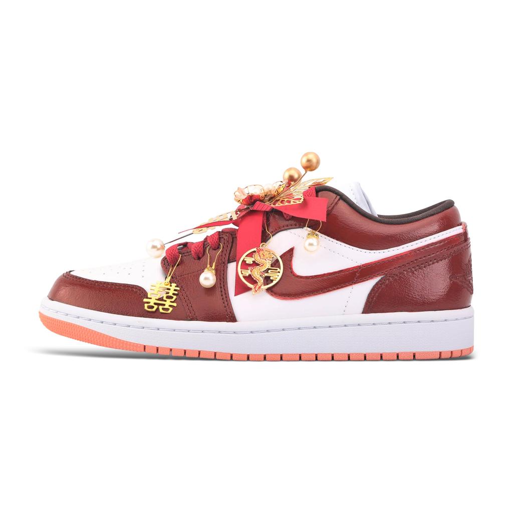 Jordan Air Jordan 1 Vintage Basketball Shoes Unisex Low top Red/White/Gold DC0774-182(Team889-)