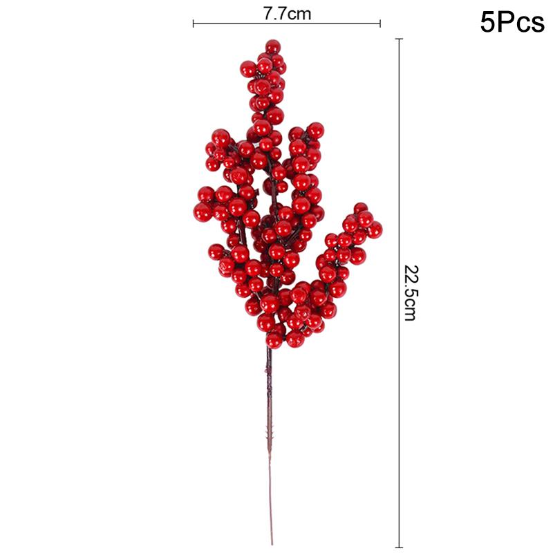 5 Pezzi Natale Bacca Rossa Fiore Artificiale Pigna Ramo Decorazioni Albero di Natale Ornamento Confezione Regalo Casa Ghirlanda Fai da Te