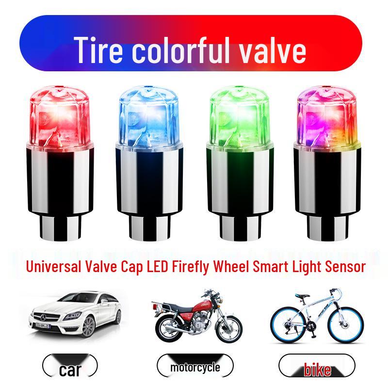 Hot Wheels Dual-Sensor Tire Valve Lights - Wheel Hub Decorations In Blue, Red, Green Multicolor