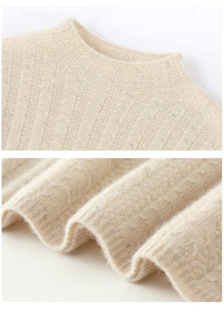 Lekasha Women's Cashmere Half-High Neck Slim-Fit Pullover Sweater for Fall/Winter