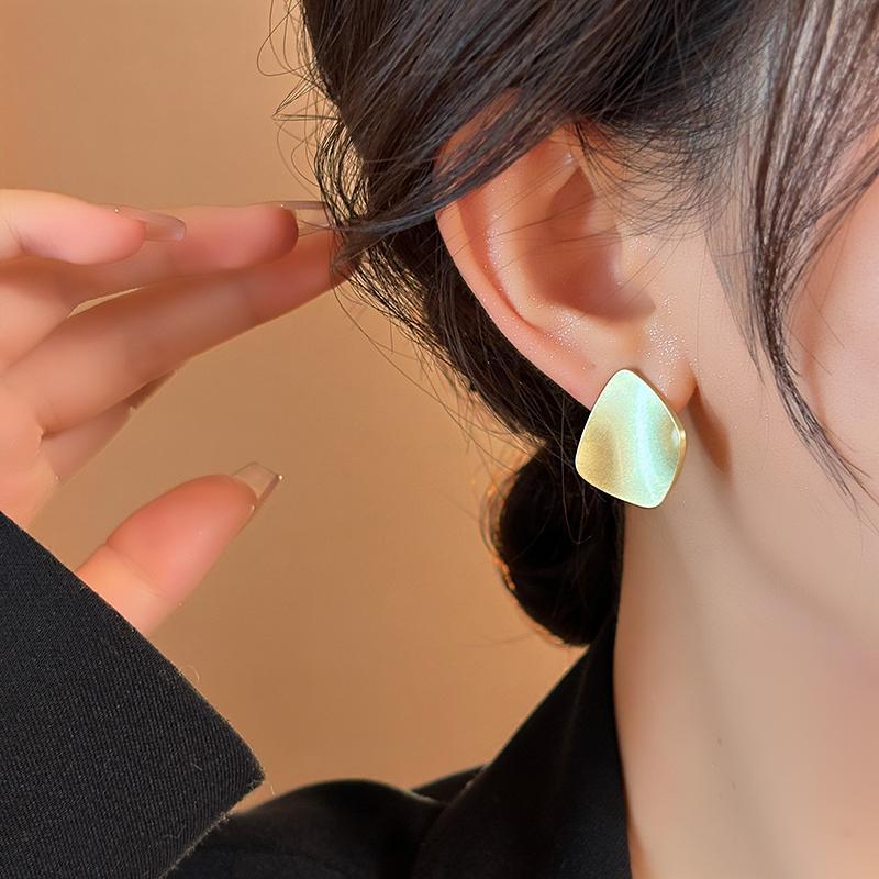 High-End Irregular Brushed Circle Stud Earrings - Influencer Design, Exaggerated Style