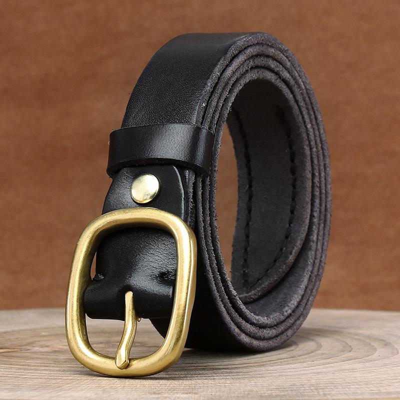 2.8Cm Wide Belt Women'S Leather Pin Buckle First Layer Cowhide Retro Fashion Versatile Trend Korean Jeans Belt