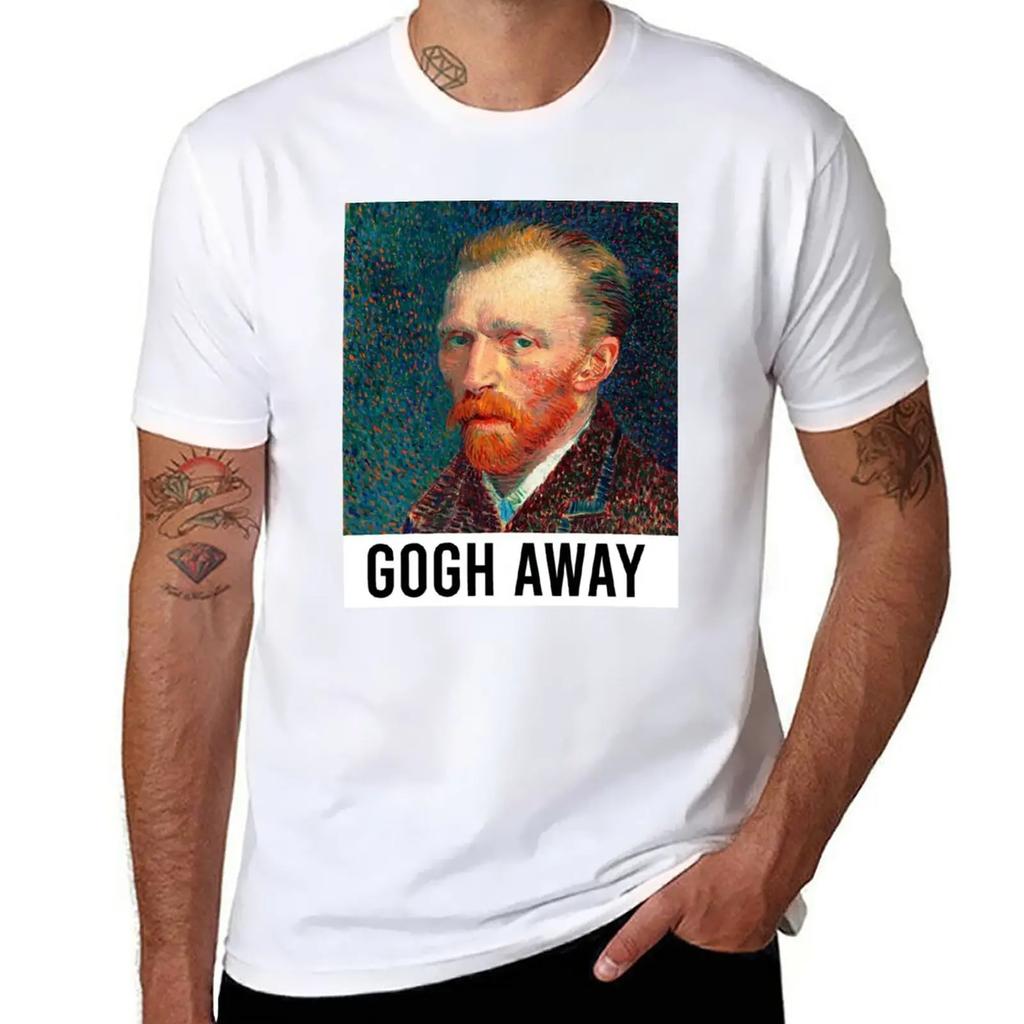 Gogh Away Lustiges Van Gogh Wortspiel T-Shirt Hippie Kleidung Anime Herren Trainingsshirt