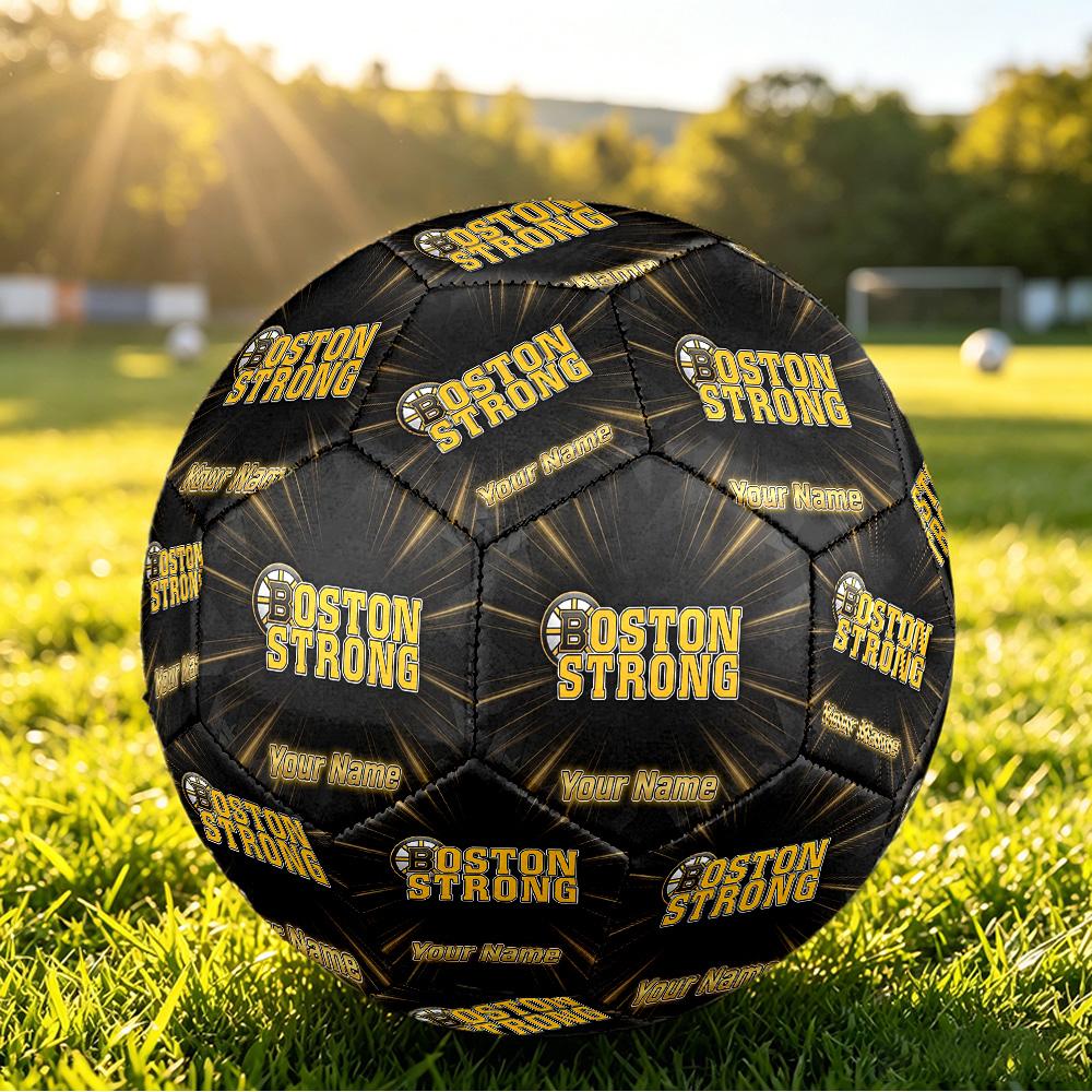 Boston Bruins Size 5 Football, Custom Name Text Personalized Soccer Ball Sport Training Gift