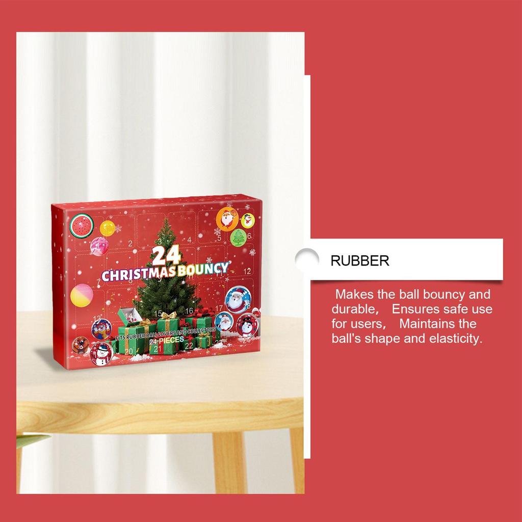 Christmas Bouncy Balls Advent 2025 24 Days Ball Toys Holiday Countdown Calendar For Stress Relief Boys Girls Home Festival