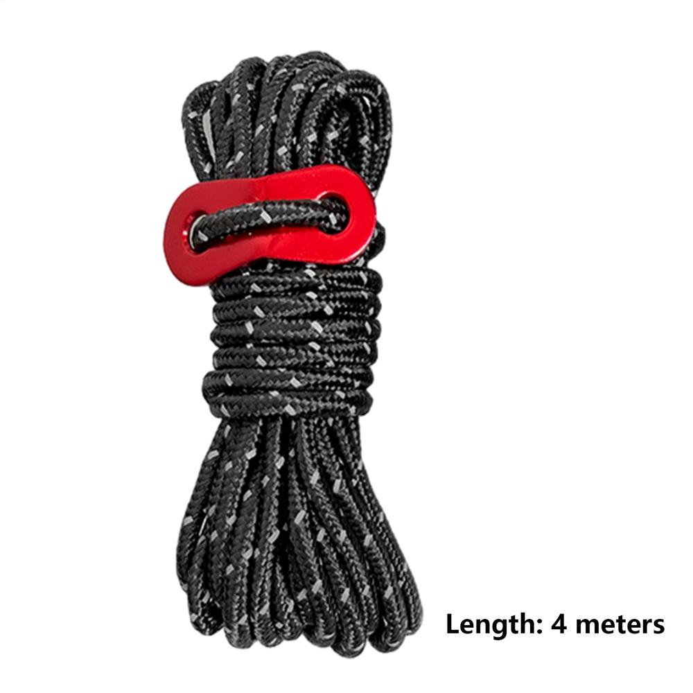 4M Outdoor Tent Cord Reflective Paracord Tent Rope Lightweight Camping Rope With Guylines Adjuster Tensioner Pouch For Tent Tarp