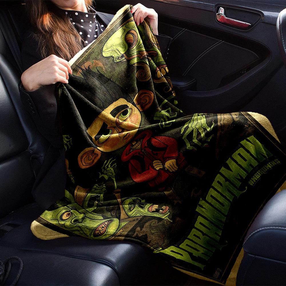 1pc Flannel Blanket, Paranorman,Zombies,Supernatural Pattern Printed Blanket, Sofa Bed Sofa Car Office Camping Travel Warm And Comfortable S