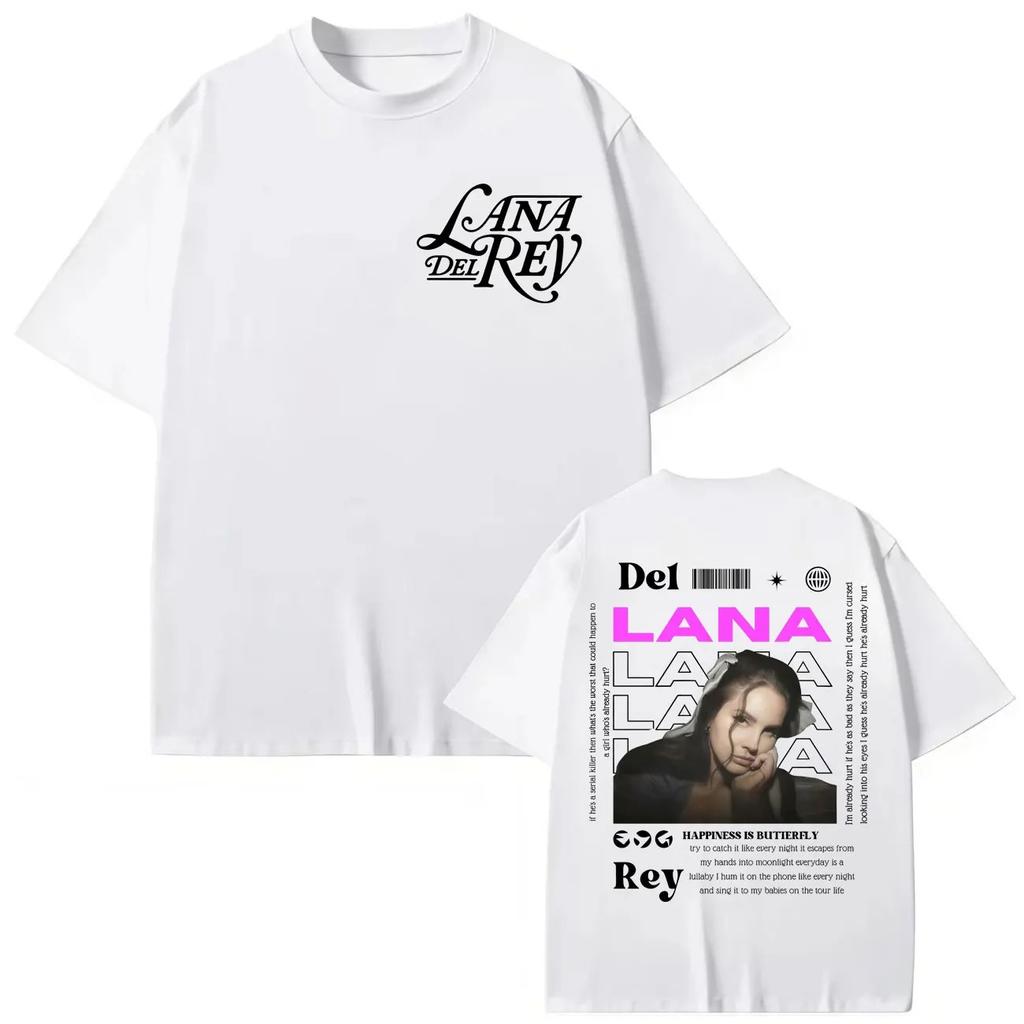 Singer Lana Del Rey Merch TShirt Unisex Fashion Aesthetic TShirt Summer High Quality Cotton Loose Women And Men TShirt