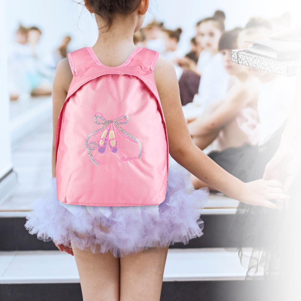 Girls Ballet Dance Backpack Kids Shoulder Sports Zipper Bag(Pink)
