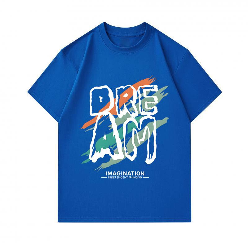 Men's 100% Cotton Crew Neck Short Sleeve T-Shirt, Dream Imagination Independent Thinking Art Printed Casual Comfortable Lightweight Daily Wear Tee for