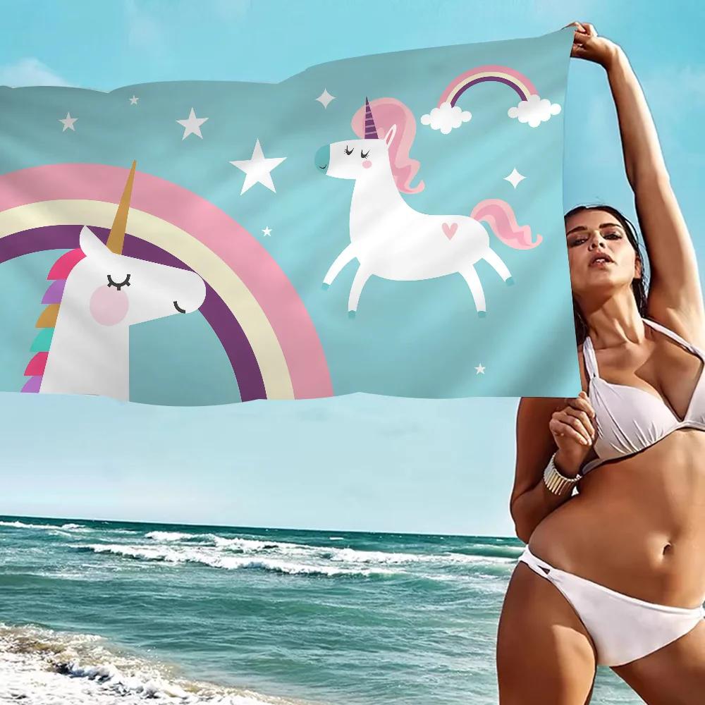Cartoon Unicorn Animal Microfiber Beach Towel Absorbent Quick dry Soft Yoga Swimming Resort Mountain Climbing Towel