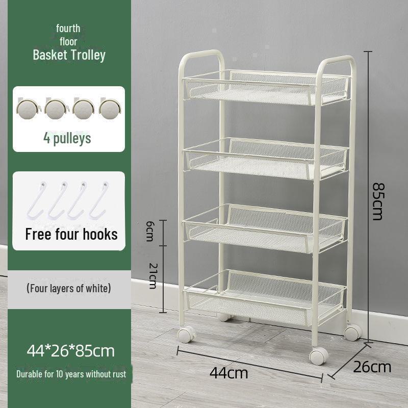 Mobile Snack Storage Rack with Wheels - Versatile Kitchen Shelf Trolley