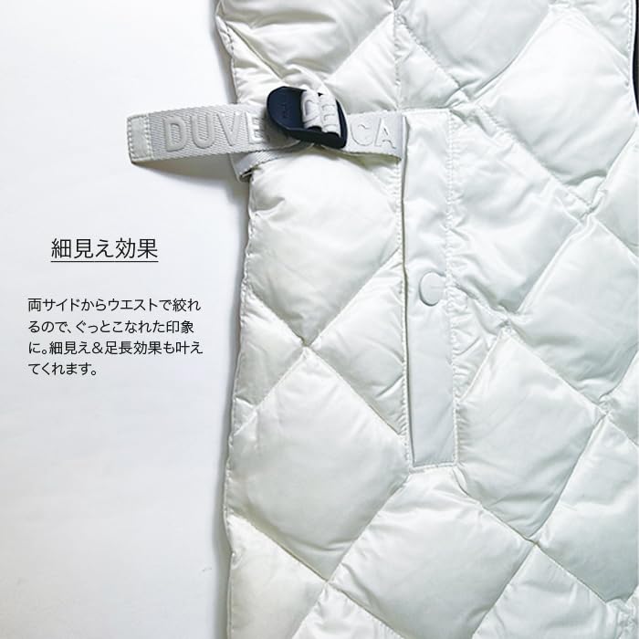 DUVETICA Long Down Down Beautiful Coordinates Women's Jacket, Slimming, Leg-Lengthening, Waist-Striking, Parka, Coat, Outerwear, Black, White,