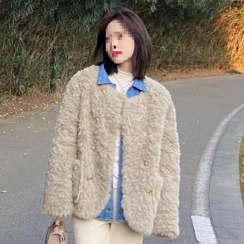 Princess Style Plush Lamb Cotton Coat - Winter Furry Outerwear for Girls