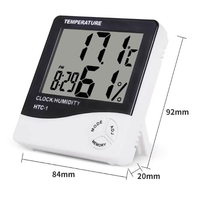 HTC-1 High-Precision Indoor Electronic Temperature and Humidity Meter, Home Thermometer and Hygrometer, Timer Alarm Clock
