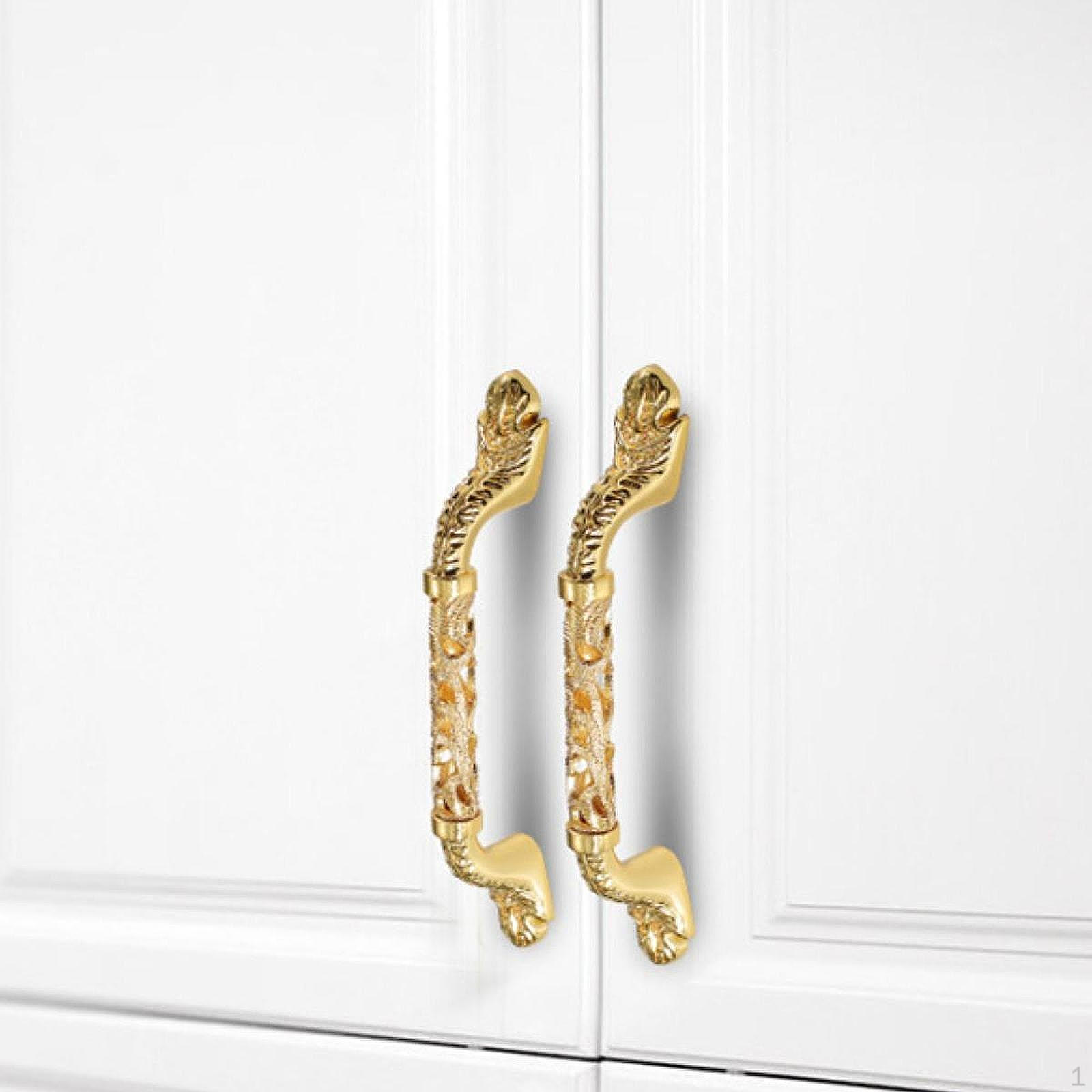

2 шт. Ручки для шкафов, ручки для комода, элегантная золотая фурнитура класса люкс для шкафов, ручки для ящиков 15.4cm