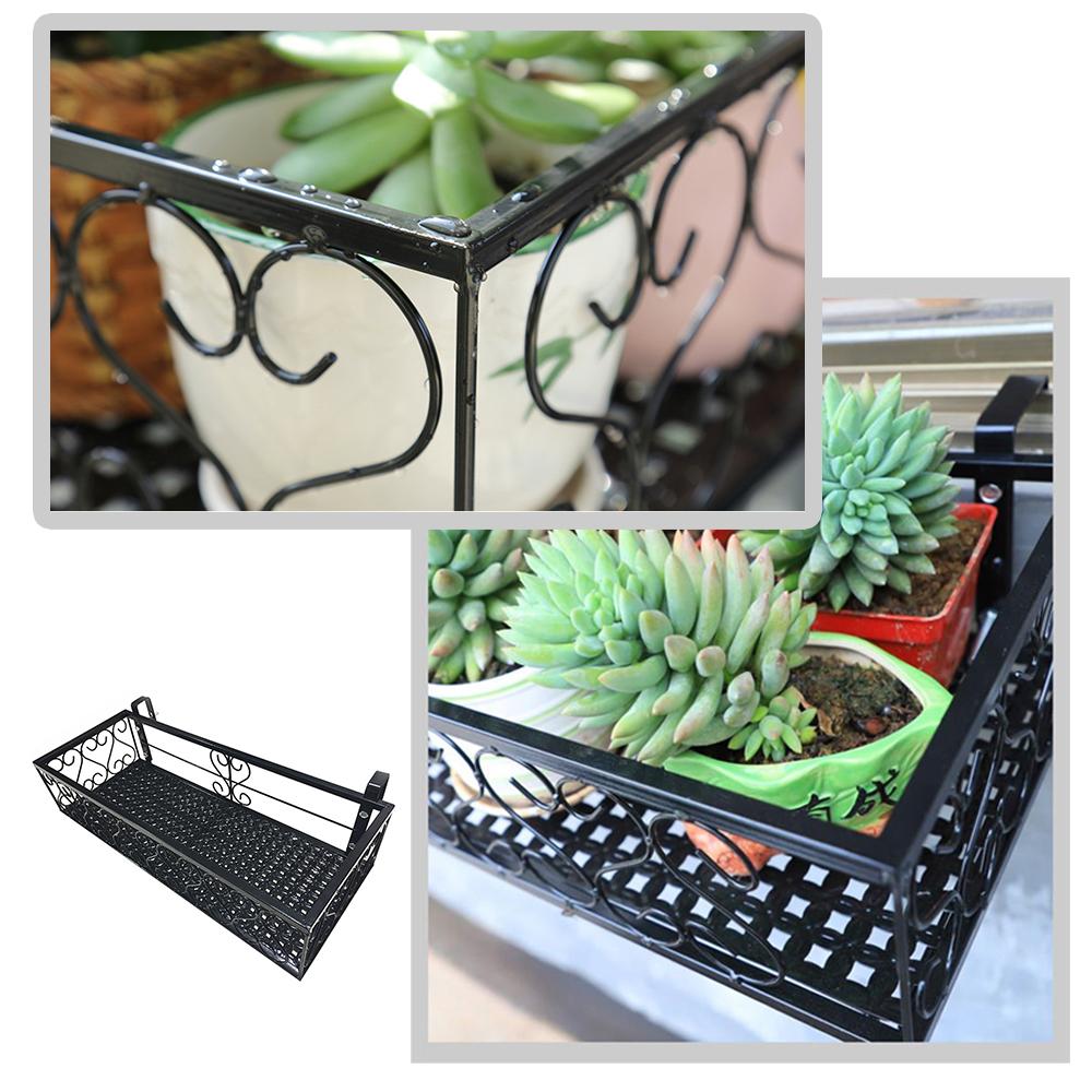 Jardinière Suspendue Pour Balcon - Support Pour Garde-corps Carré - Capacité 15 Kg - En Acier, Design Ajouré