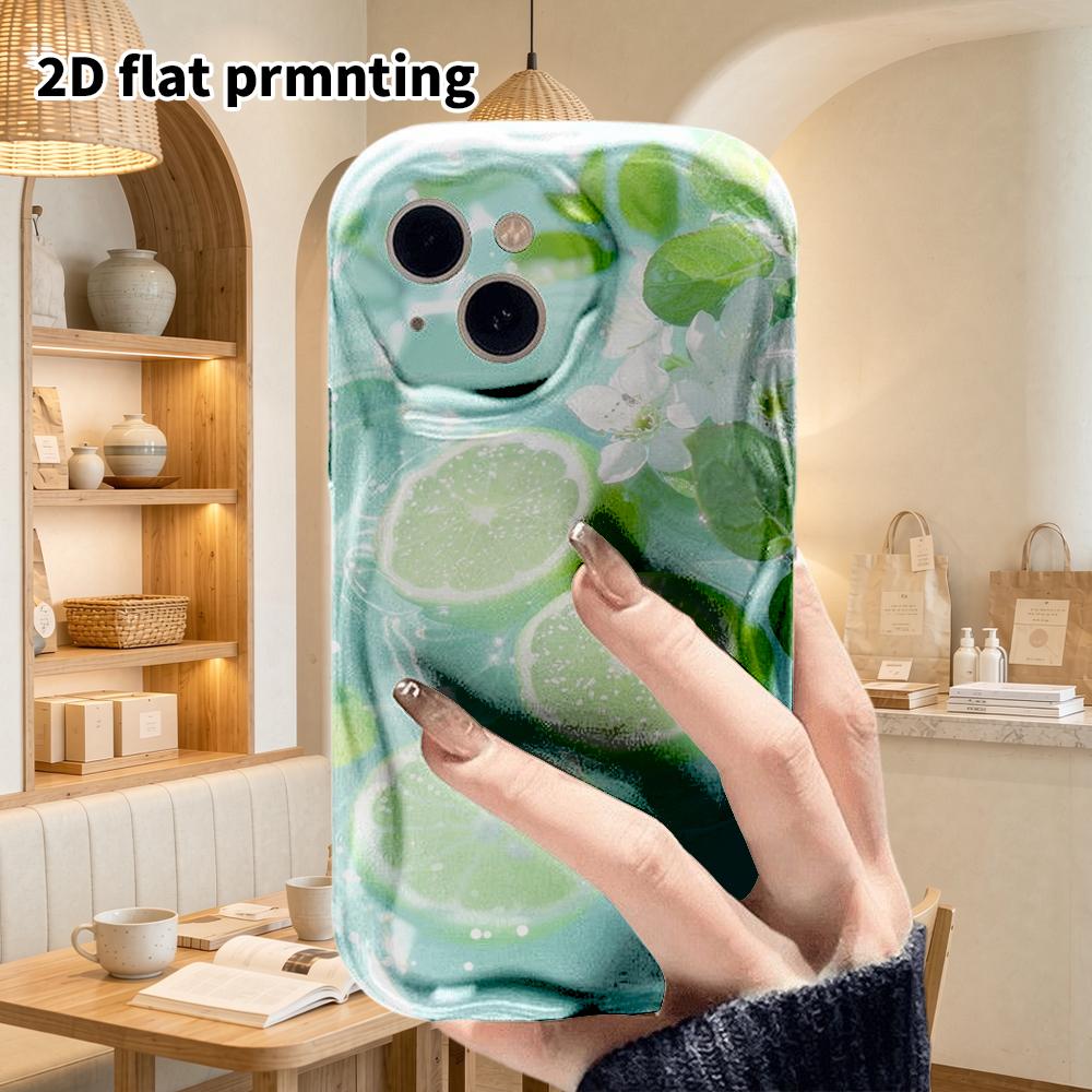 Phone Case: 2D Flat Design Suitable for iPhone 18 17 16 15 14 13 Pro Film Protective Case, Couple Style, Lime Splash, Christmas and Halloween Gifts