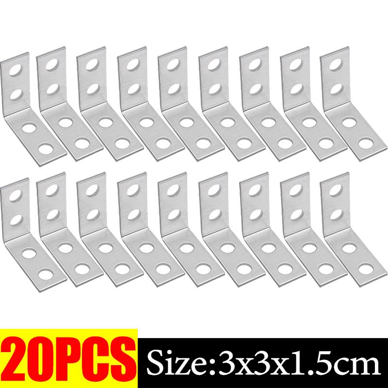 10/50Pcs L-Shaped Corner Brackets 90° Metal Corner Connector Shelf Wall Bracket Fixing Household Furniture Hardware Accessories