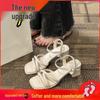 One-Strap Chunky Heel Square Toe White Sandals - 2025 Spring French Style Women's Mid-Heel