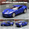 Chevrolet Corvette C7 Grand Sport Simulation Diecast & Toy Vehicle Pull Back Car & Doors Open RMZ City 1:36 Alloy Supercar Model