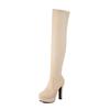 Moda damska na buty do kolan zimowe buty do kolan damskie buty na platformie wysokie obcasy długie buty damskie buty Plus rozmiar 45 46
