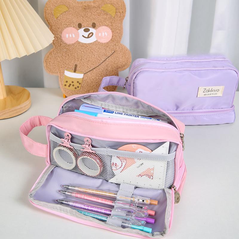 Double Layer Simple Stationery Case Large Capacity Student For School Kids Office