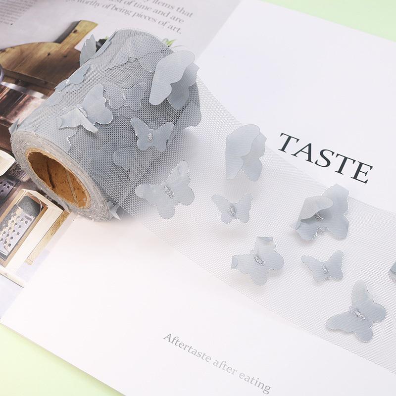 10-Yard 3D Embroidered Butterfly Tulle Ribbon for DIY Bows, Kids' Skirts, Shoe and Floral Decorations