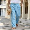2026 Casual Men's Loose Summer Breathable Beach Pants with Drawstring and Straight Leg Design in Solid Colors.
