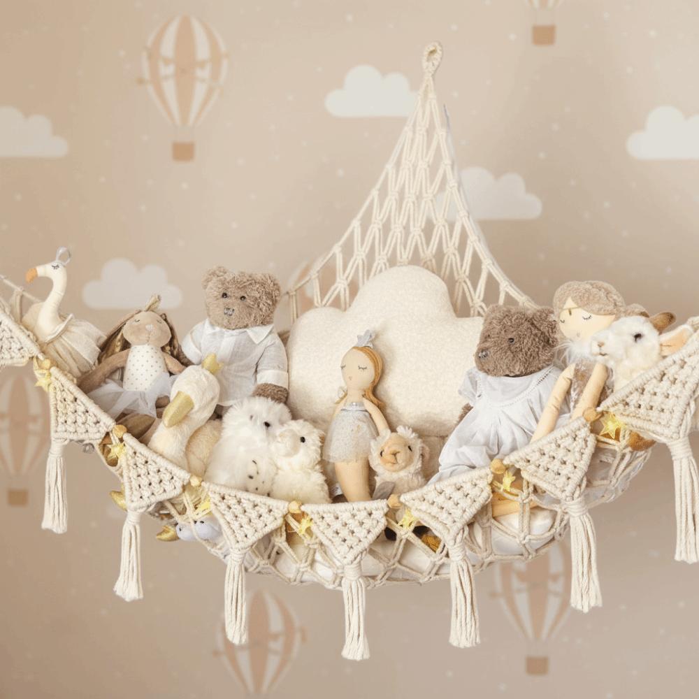 Jumbo Stuffed Animal Hammock Giant Capacity Woven Toy Hammock Storage Net Triangle Macrame Mesh Toy Net Holder Bedroom