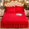 3pcs Bed Skirt Set (Bed Skirt * 1+pillowcase * 2, Without Core),Solid Color Double-Layer Lace Bed Sheet Bedspread, All Season Universal Bedding Set